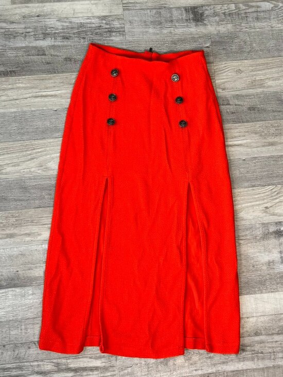 Anthropologie Dresses & Skirts - Anthropologie Maeve orange midi skirt double slits stretch size 2 A28